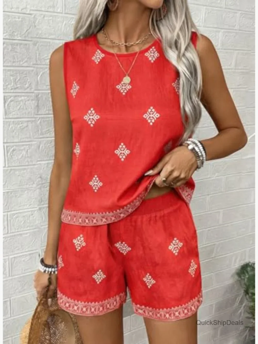 Two Piece Lounge Set Matching Tank Top and Shorts Sleeveless Casual